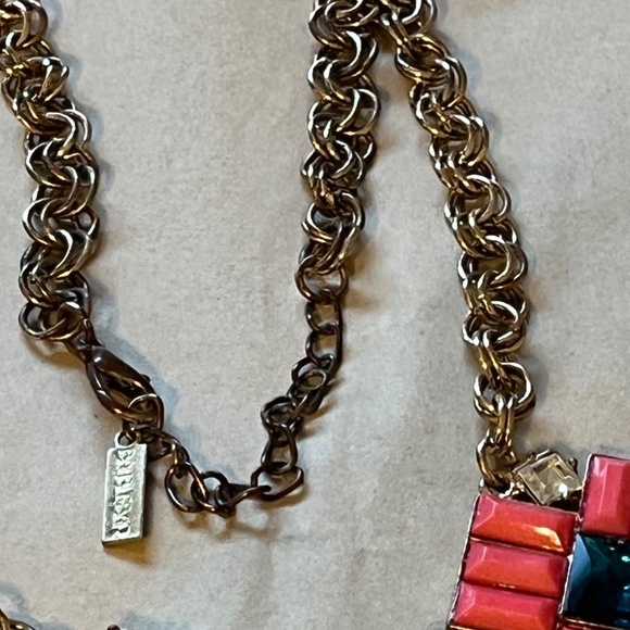 Bauble Bar Necklace 10" Pink Floral Rhinestone Lucite Geometric Retro Boho Indie - Picture 9 of 10